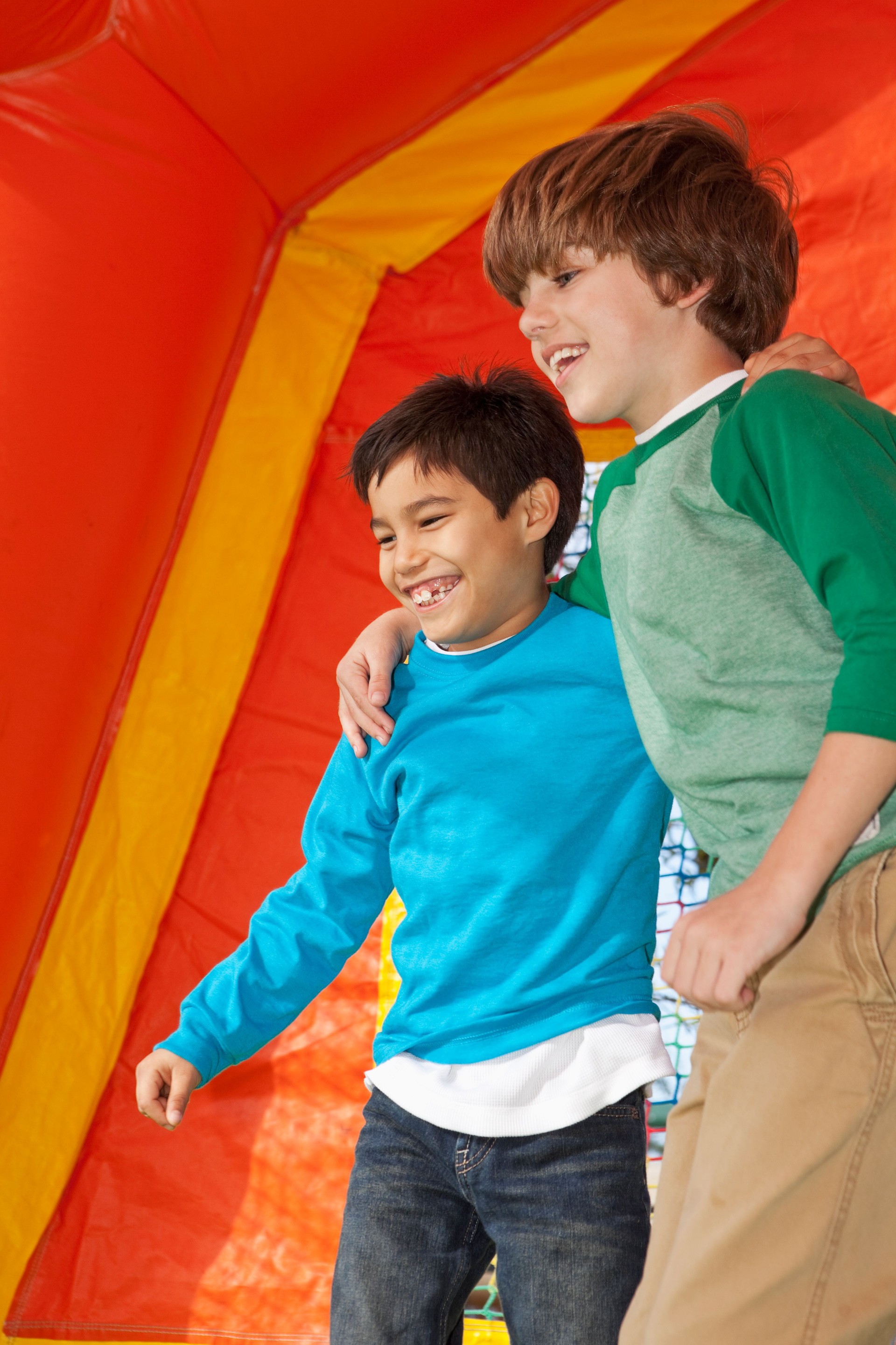 Boys in bounce house